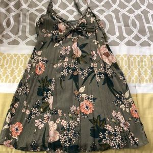 Olive green floral dress